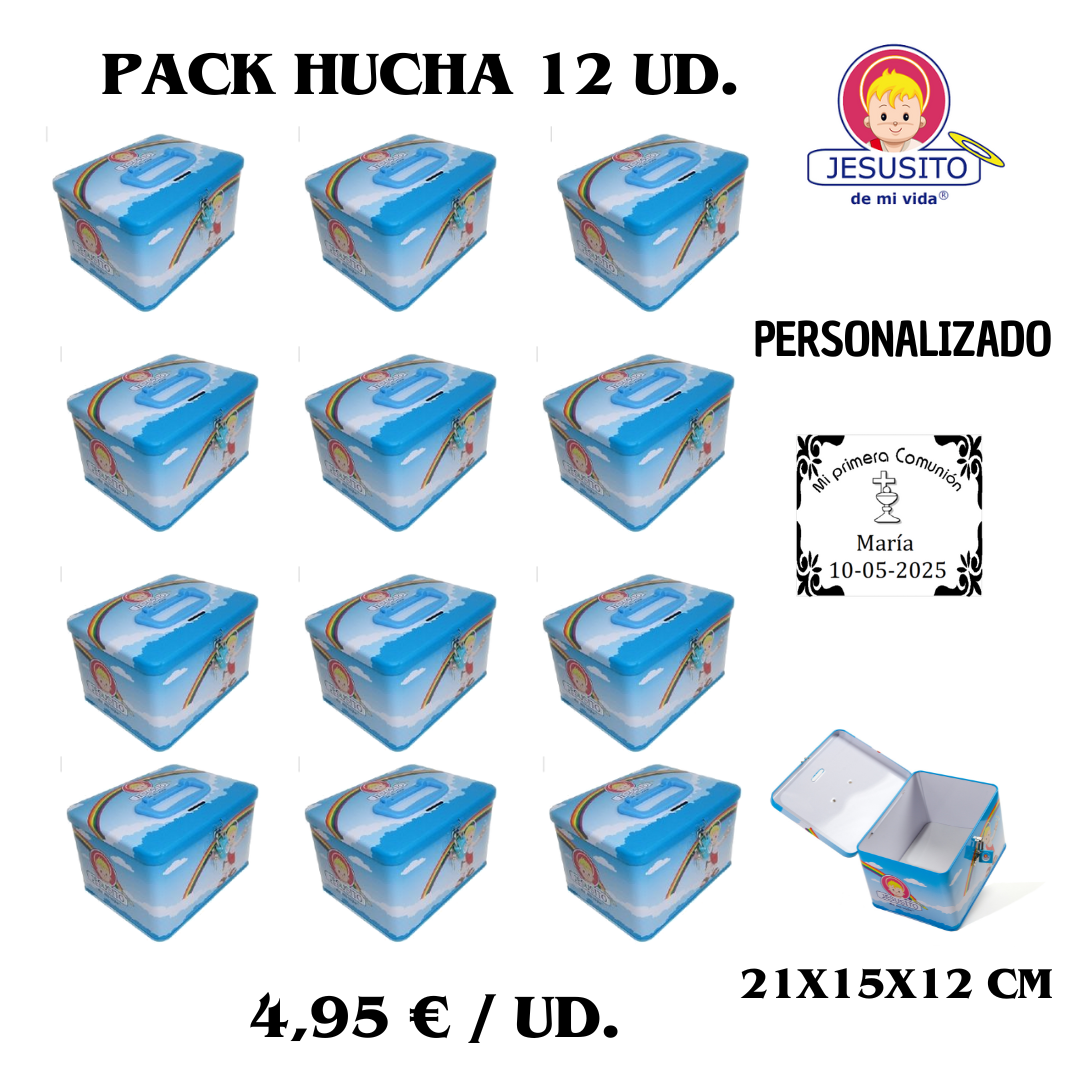Pack Maletín-hucha metal Jesusito 21x15x12cms 12 ud.