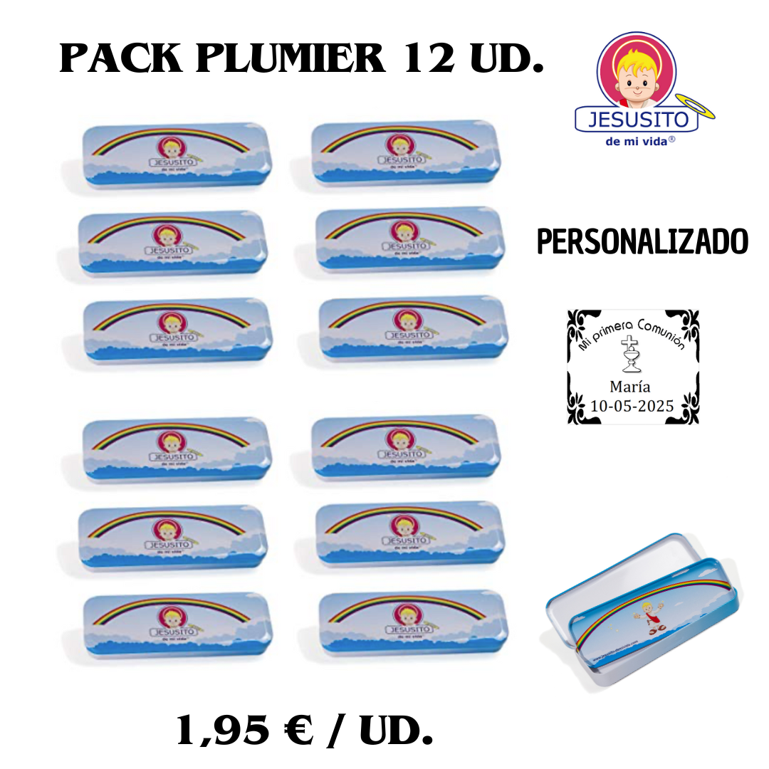 Pack plumier metal Jesusito 21x5x3cms 12 ud.